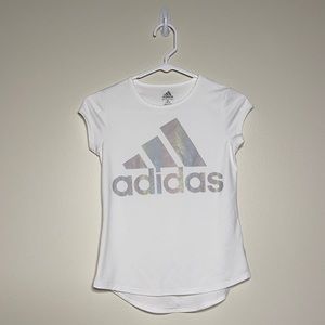Girl’s Adidas Shirt Size 10/12 White In Great Condition!